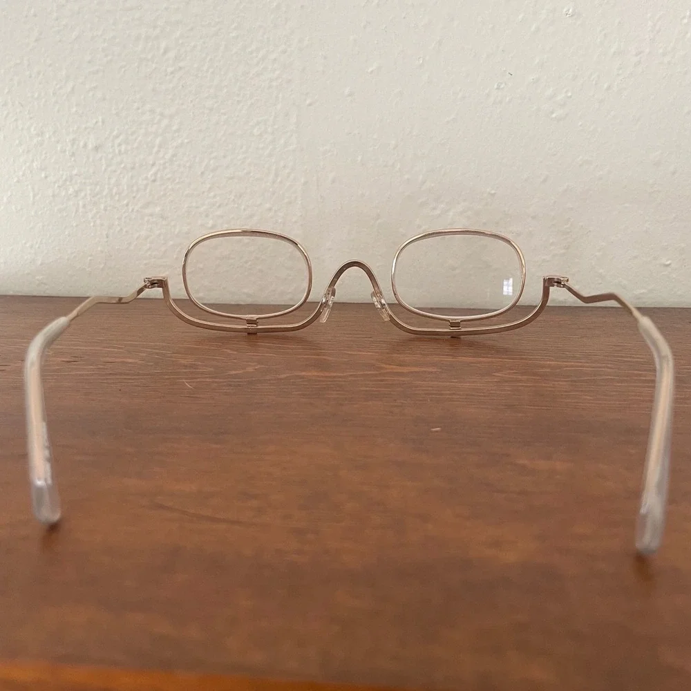 Dual‎ Flip Down Magnifier +3.00 Glasses Readers Gold Tone Folding Makeup
